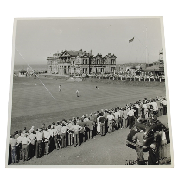 Vintage Golfers Putting on 18th Green at Old Course St. Andrews with R&A Clubhouse Cowie Photo