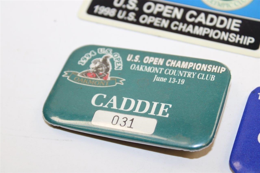 1983, 1988, 1994 & 1998 US Open Official Caddie Badges - Linn Strickler Collection
