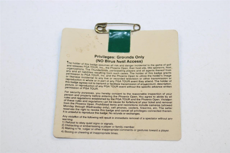 2001 Phoenix Open Official Caddy Badge - Linn Strickler Collection