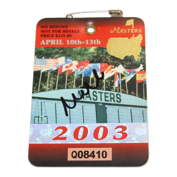 Mike Weir Signed 2003 Masters SERIES Badge #Q08410 JSA ALOA