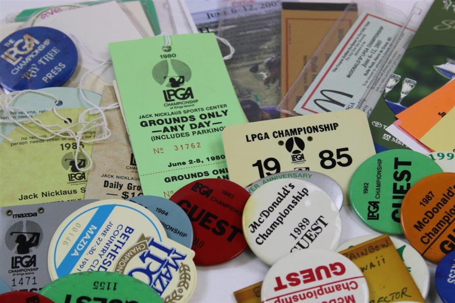 Large Grouping of LPGA Majors Badges, Pinbacks, Tickets, Scorecard & more