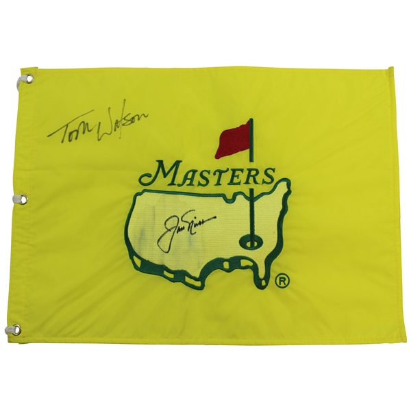 Jack Nicklaus & Tom Watson Signed 1997 Masters Embroidered Flag JSA ALOA