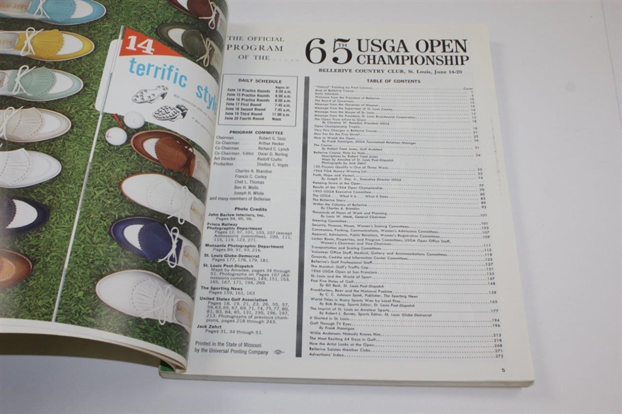 1965 US Open at Bellerive Country Club Official Program - Gary Player Winner