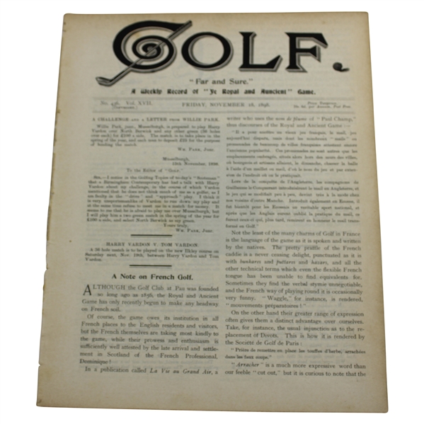 1898 'Golf' Far & Sure Weekly Publication No. 436 Vol. XVII