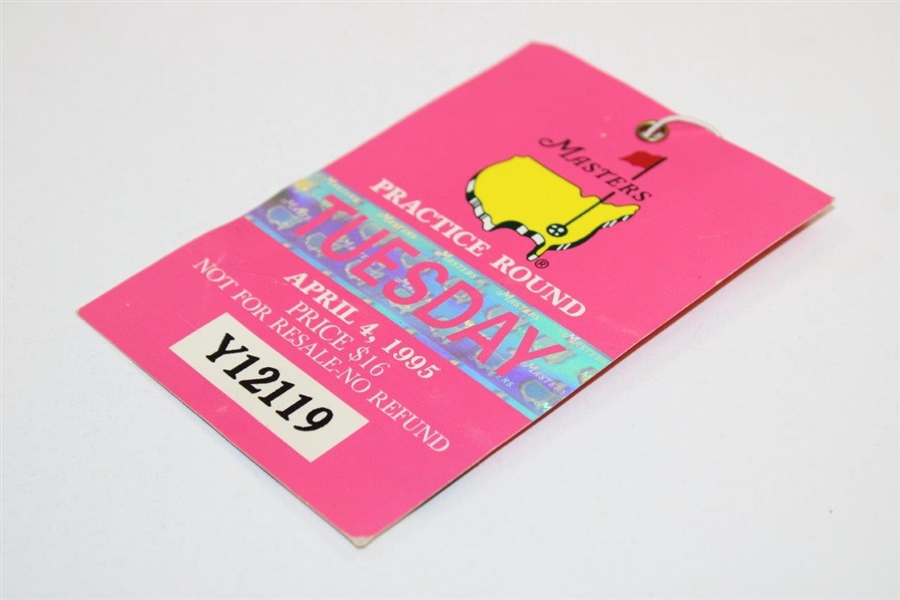 1995 Masters Tournament Tuesday Ticket #Y12119 - Tiger Woods Masters Debut