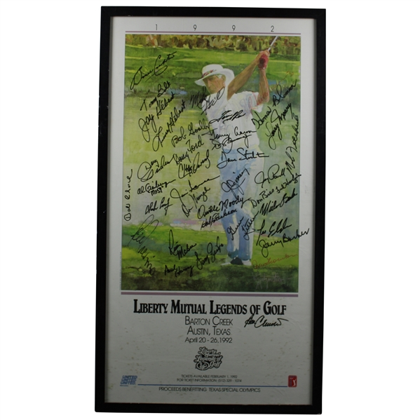 Multi-Signed 1992 Liberty Mutual Legends of Golf Poster - Framed JSA ALOA