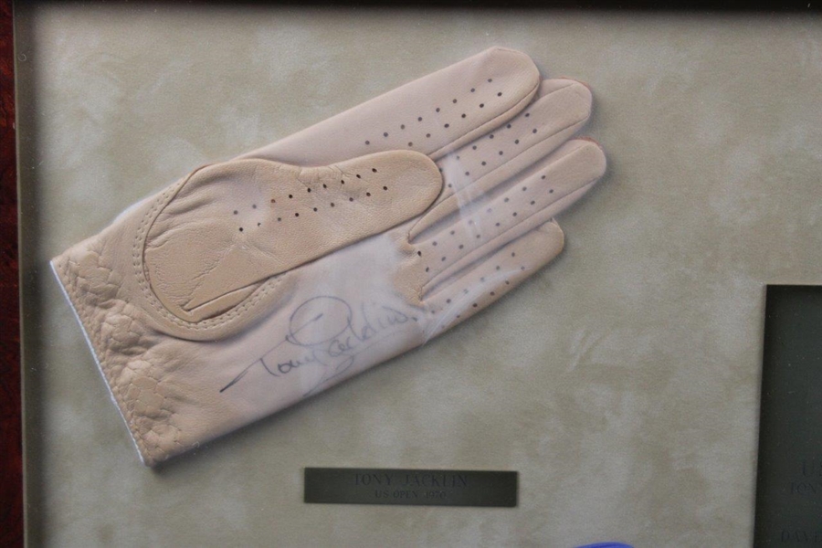 Nicklaus, Casper, Jacklin & Stockton Signed Golf Gloves Display 1970 Major Champs - Framed JSA ALOA