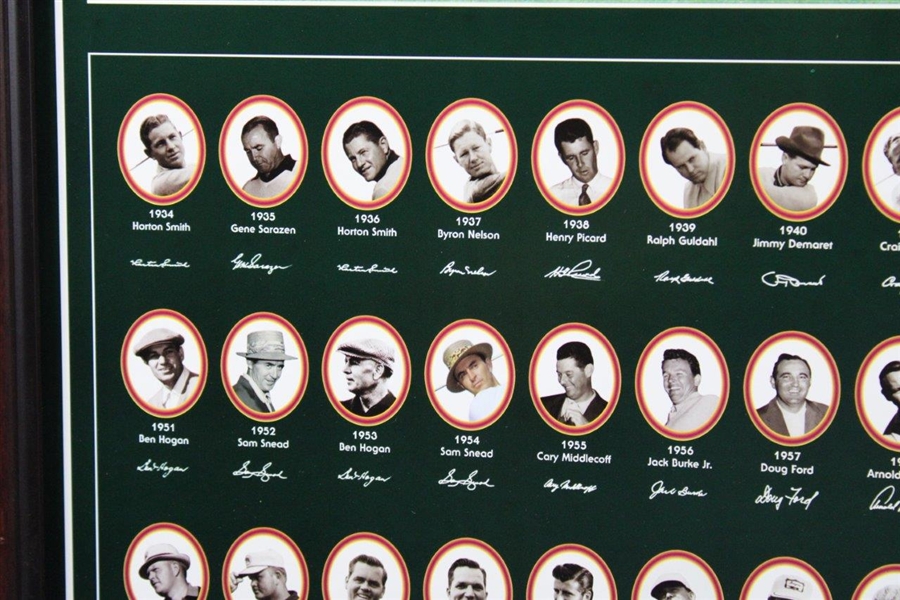 2001 'Legendary Champions of the Masters' Winners Poster -  Framed