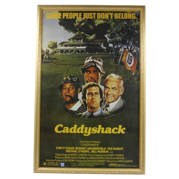 Chevy Chase Signed 'Caddyshack' Movie Poster - Bobby Clampett Collection - Framed JSA ALOA