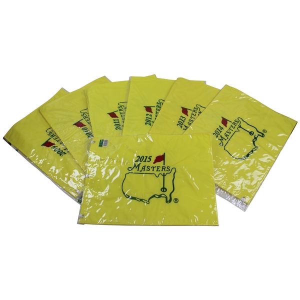 Seven (7) Masters Tournament Embroidered Flags - 2009-2015 - Unopened