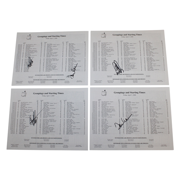 Aaron (x2), Stadler (x2), & Els Signed Four Masters 2000 Pairing Sheets JSA ALOA