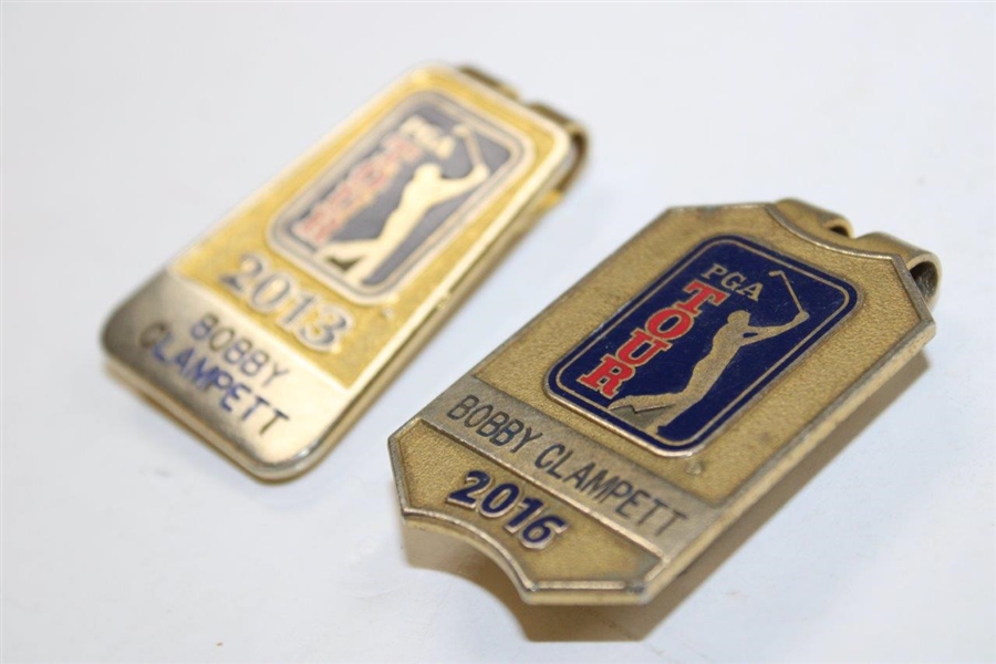 Bobby Clampett's Personal 2013 & 2016 PGA Tour Member Money Clip/Badges