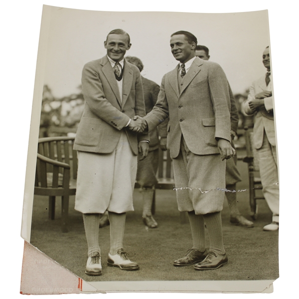 1926 Bobby Jones, Gracious in Defeat, Shakes Hands with George Von Elm Wire Photo
