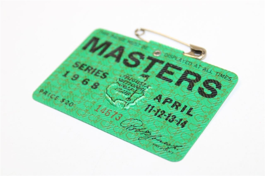 1968 Masters Tournament SERIES Badge #14673 - Bob Goalby Winner
