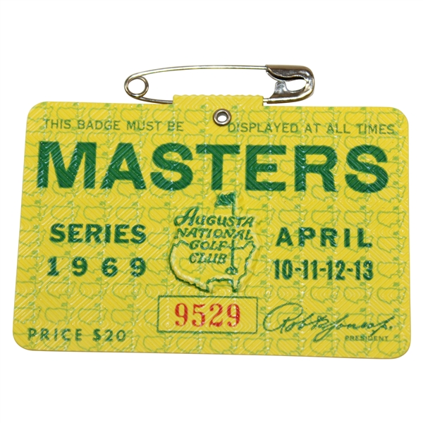 1969 Masters Tournament SERIES Badge #9529 - George Archer winner