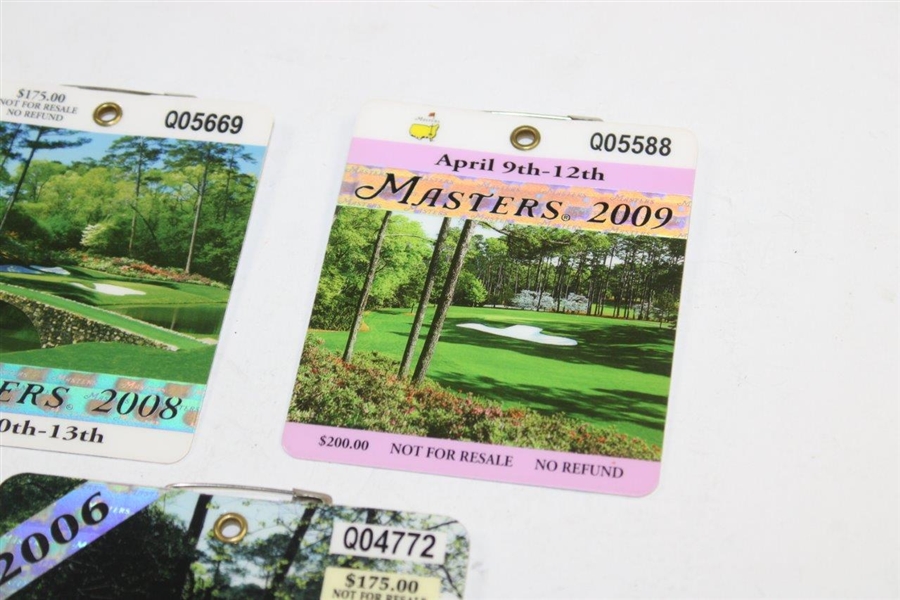 Ten (10) 2000's Masters Tournament SERIES Badges - 2000-2009 + Tiger Woods