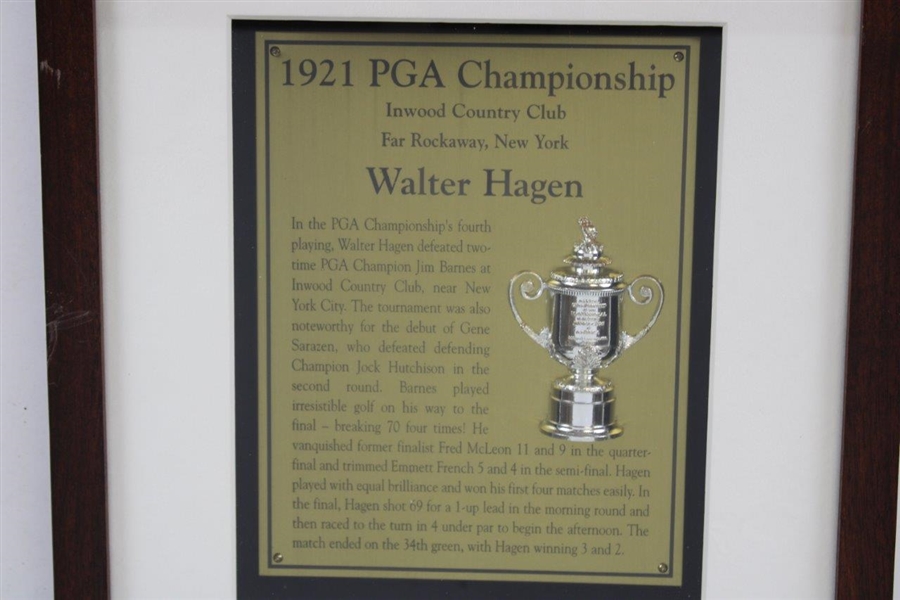 Walter Hagen 1921 PGA Championship at Inwood CC Cherry Wood Golf Display