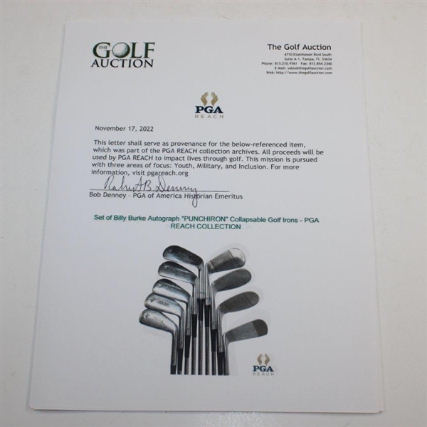 Set of Billy Burke Autograph PUNCHIRON Collapsable Golf Irons - PGA REACH COLLECTION
