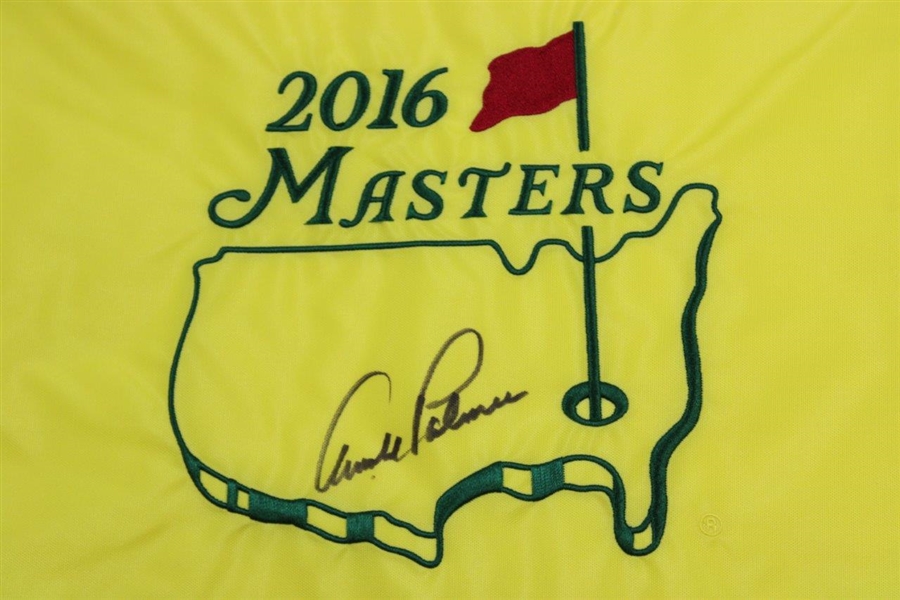 Arnold Palmer Signed 2016 Masters Embroidered Flag - Bobby Clampett Collection JSA ALOA