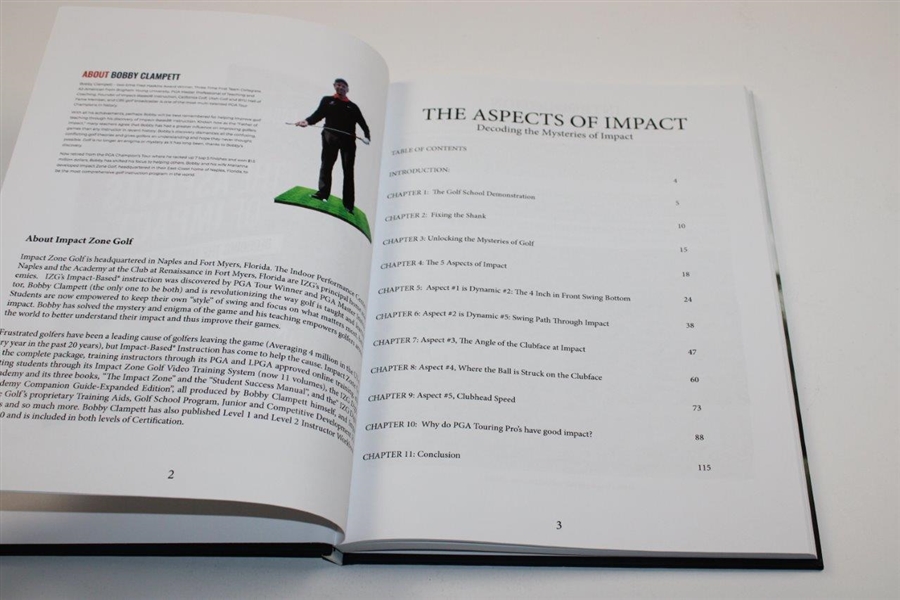 Bobby Clampett Signed Impact Zone Golf Ball & 'The Aspects of Impact' Book JSA ALOA