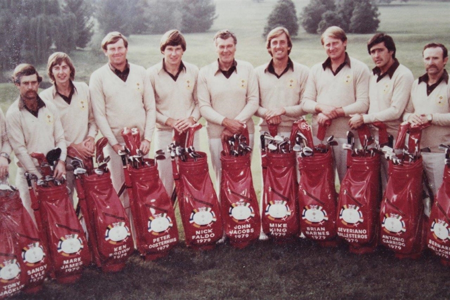 1979 Ryder Cup European Team with Golf Bags Photo - Framed
