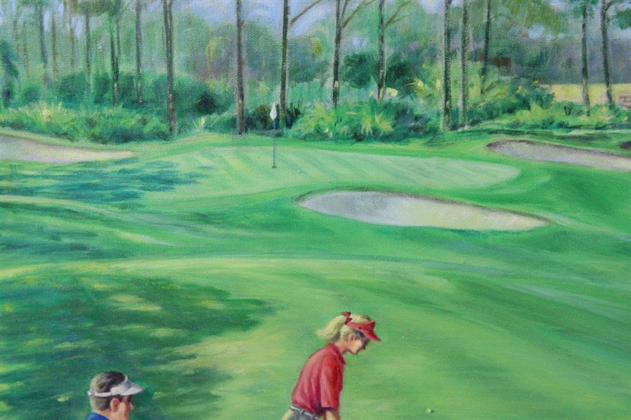 Pete Porter 2002 Original Oil on Canvas Golf Scene Painting - Framed