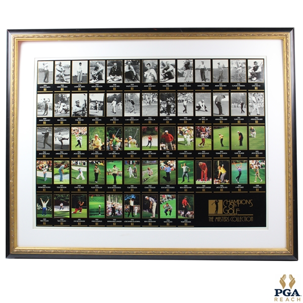 1997 'Champions of Golf - The Masters Collection' Uncut Golf Card Sheet - Framed