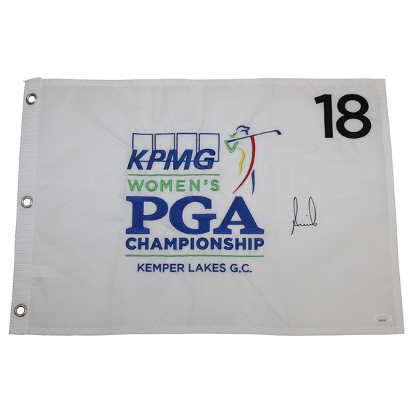 Annika Sorenstam Signed KPMG Womens PGA Championship Embroidered Flag JSA #AH45142