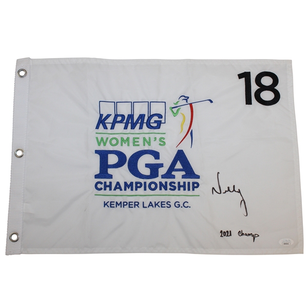 Nelly Korda Signed KPMG Womens PGA Championship W/ '2021 Champ' Embroidered Flag JSA #AH45141