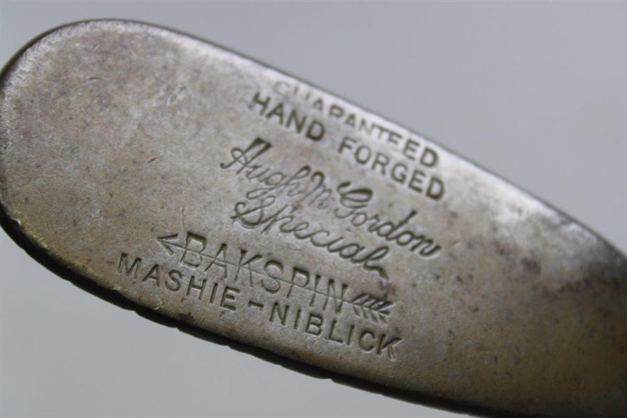 Hugh M. Gordon Hand Forged Special Bakspin Mashie Niblick with Shaft Stamp