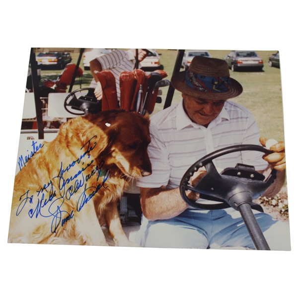 Sam Snead Signed 'Meister' Golden Retriever in Golf Cart Personalized 8x10 Photo JSA ALOA