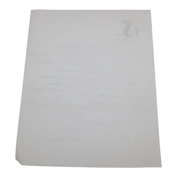 Sam Snead Signed Handwritten Schedule on Personal Letterhead JSA ALOA