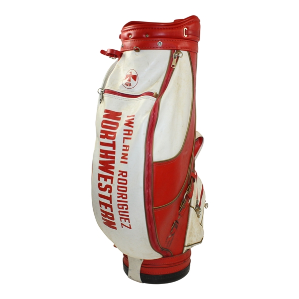 Iwalani Rodriguez's Personal Used Northwestern Full Size Golf Bag - Chi-Chi Rodriguez Collection