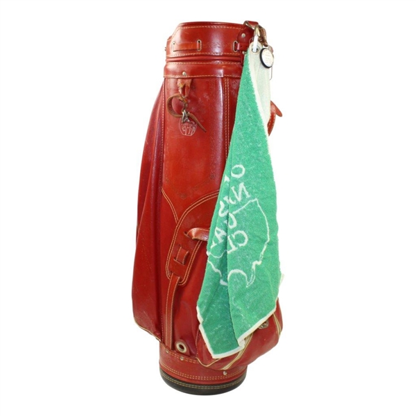Ed Dudley's Personal Used Spalding Pony Skin Golf Bag w/ANGC Bag Towel, 1963 WGA & Broadmoor Badge