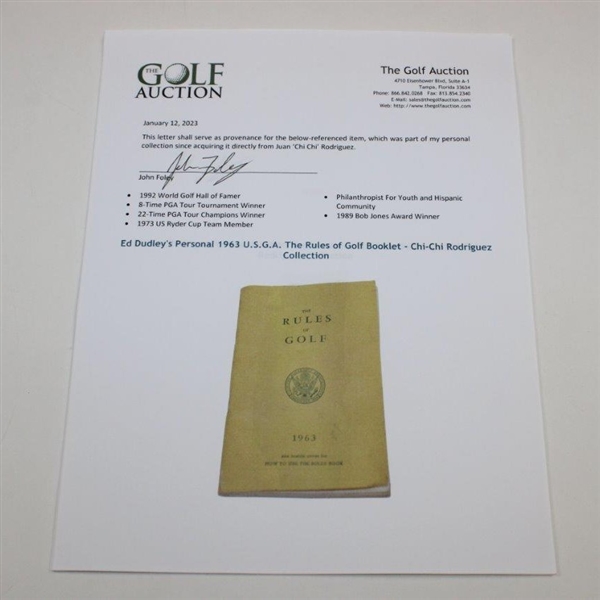 Ed Dudley's Personal 1963 U.S.G.A. The Rules of Golf Booklet - Chi-Chi Rodriguez Collection