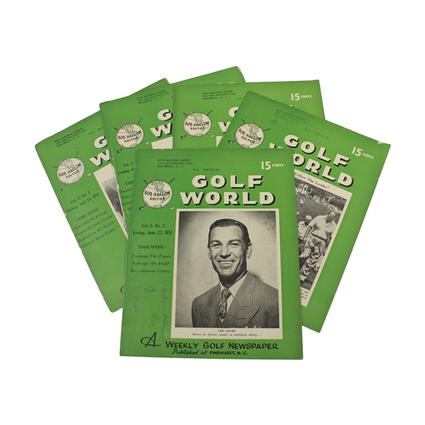 (5) 1951 Subscriber Issues Of Golf Weekly Magazine Belonging To Prominent Amateur Maureen Orcutt