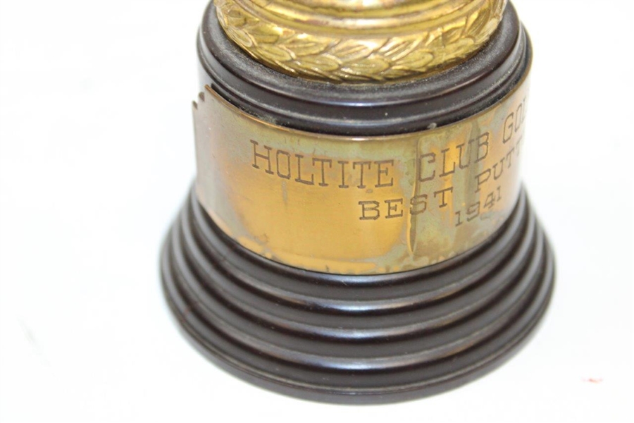 WWII Era Best Putter Gold Colored Golf Ball Trophy Holtite Golf Club