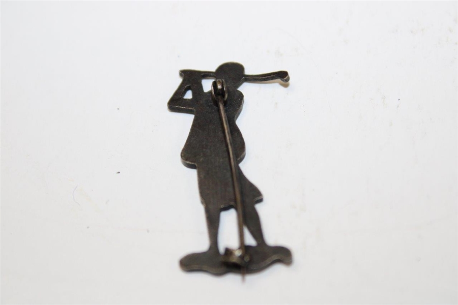 Circa Late 1800's Early 1900's Sterling Silver Female Golfer Pin