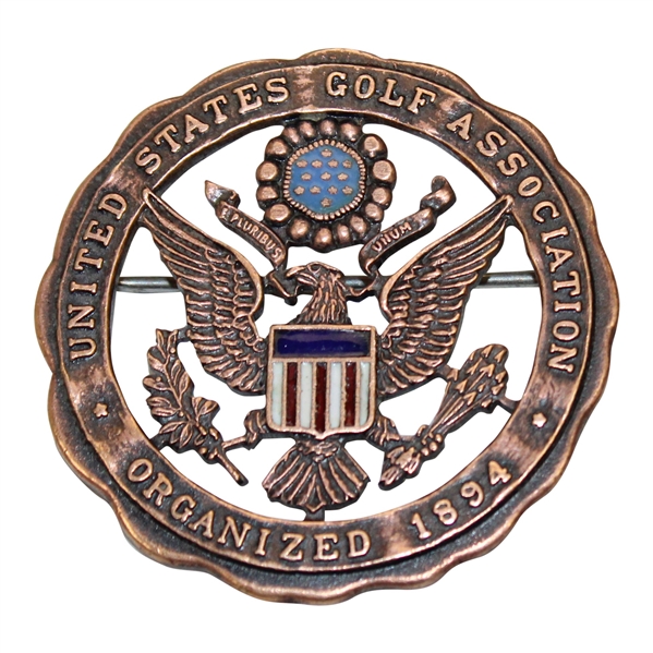 United States Golf Association of America (USGA) Vintage Brass Pin Back Eagle Badge