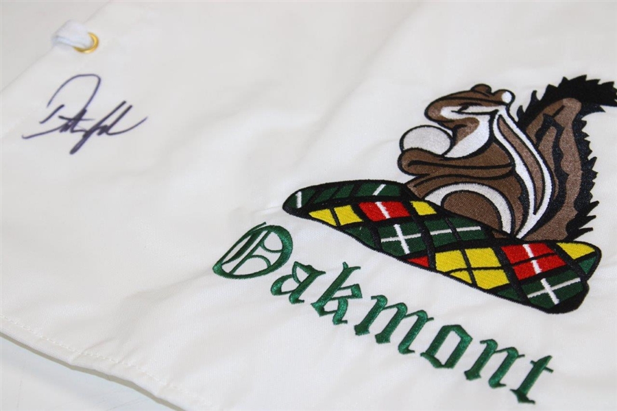 Dustin Johnson Signed Undated Oakmont Logo Embroidered Flag JSA ALOA
