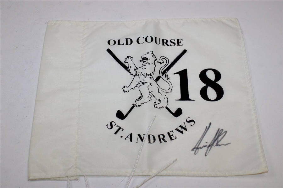 Henrik Stenson Signed Old Course St. Andrews Flag & Old Course Scorecard JSA ALOA