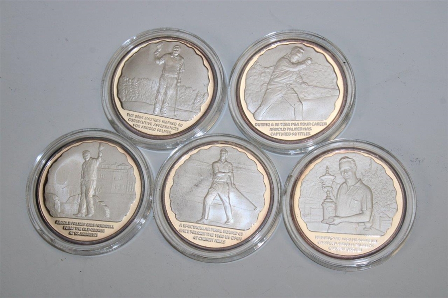 Arnold Palmer 50th Anniversary Encore Bank Five (5) Medallion/Coin Set