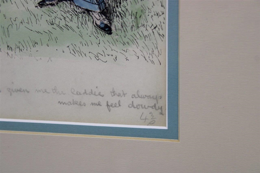 Frank Reynolds Original Lady Golfer...Always Makes Me feel… Pen & Ink Watercolor - Framed