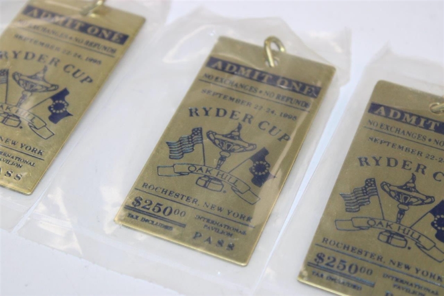 Three (3) Brass 1995 Ryder Cup at Oak Hill Key Rings in Original Packaging