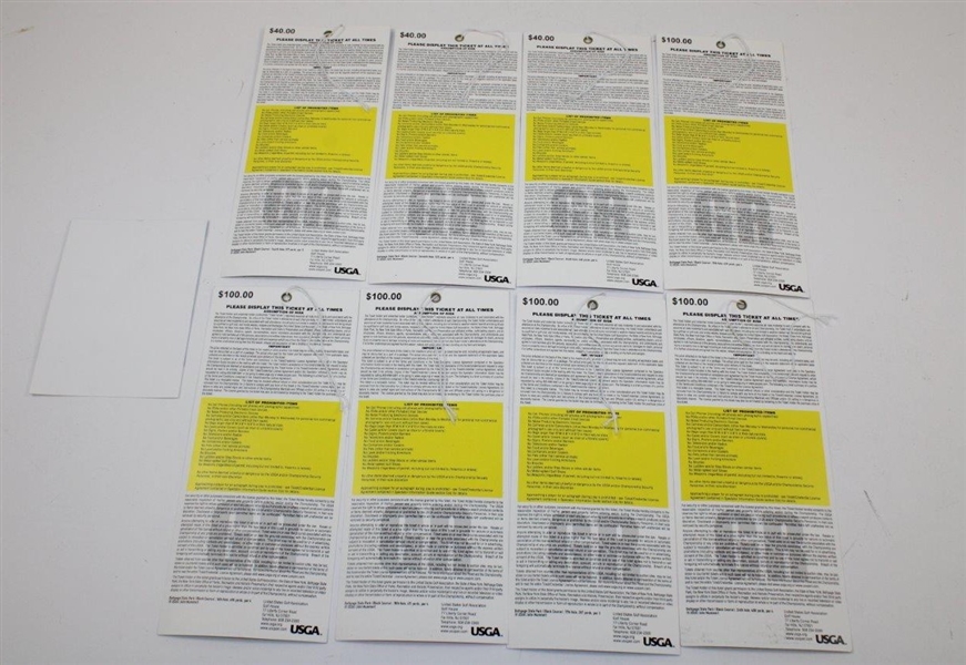 Full Unused Eight (8)Ticket Set for 2009 US Open at Bethpage Black with Program Voucher