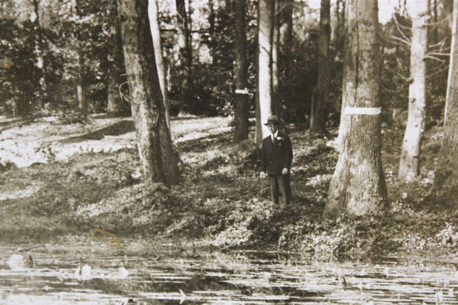 1930's Augusta National GC Original Photo of Chief Engineer Wendell P. Miller Surveying Pond/Lake