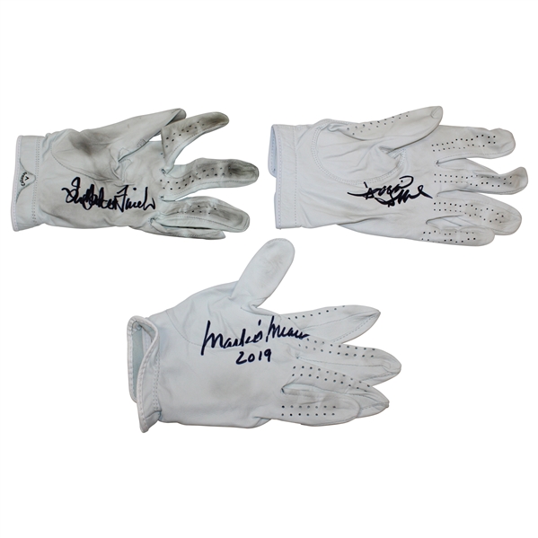 Mark O'Meara, David Duval & Ian Baker-Finch Signed Personal Golf Gloves JSA ALOA