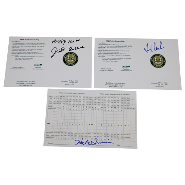 Hale Irwin, Fred Couples & Jim Colbert Signed Urbana CC Official Scorecards JSA ALOA