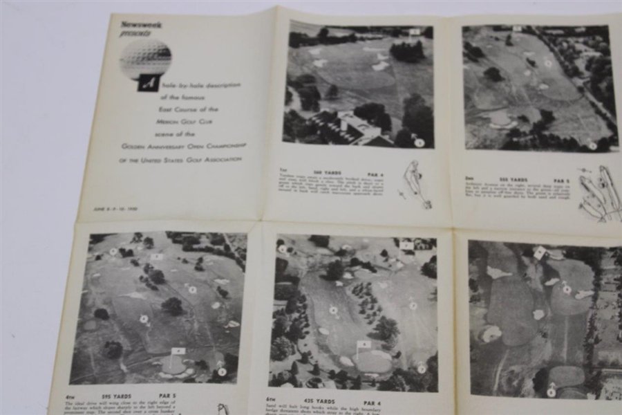 1950 US Open Championship at Merion Golf Club Newsweek Hole-by-Hole Description Foldout