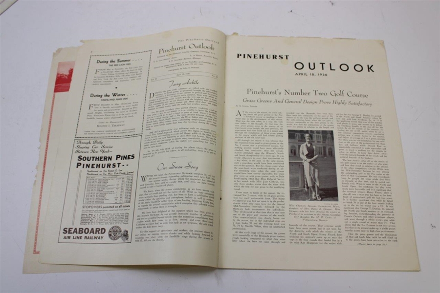 Two (2) 1936 Pinehurst/Southern Pines Outlook Magazines 2/8 & 4/18 Transition To Green Sandgrass